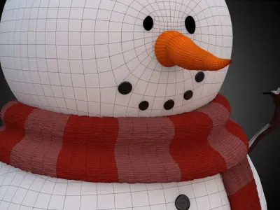 Snowman wearing scarf and hat Low-poly 3D model purchase