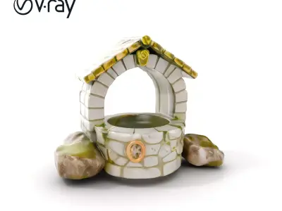 Stone Wishing Well D Model Pack Low-poly 3D model