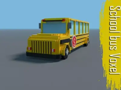 School bus Voxel Low-poly 3D model