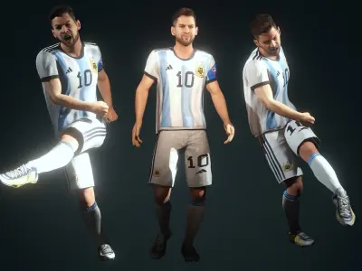 Lionel Messi  High quality character full Rigged and Animated  3D model