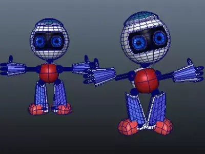 Robot with two thumbs Free low-poly 3D model