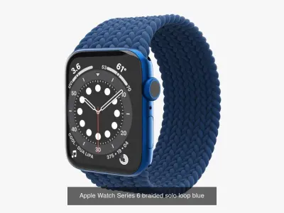 Apple Watch Series 6 braided silicone solo loop blue 3D Model Pack