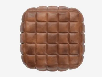 Casa Padrino Genuine Leather Stool Brown 3D model