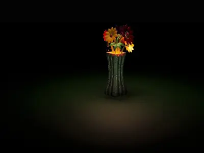 Vase with Artificial Flowers Free 3D model