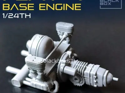 Flat Four BASE ENGINE 1-24th for modelkits and diecast 3D print model