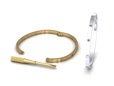 Love Small C Bracelet Diamonds or Screws 18 cm 3D print model