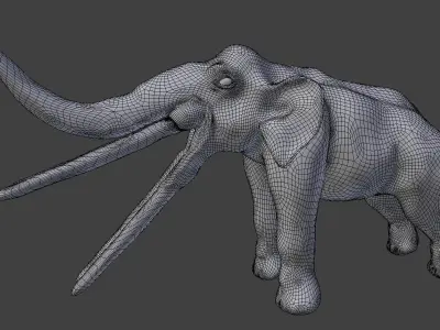 stegotetrabelodon elephant with two tusks 3D model