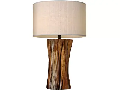 Rustic Wooden Table Lamp Country Stump Tree Eco Design 3D model