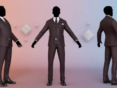 Men Pans with Shirt Blazer and Shoes Vest Burgundy Low-poly 3D model