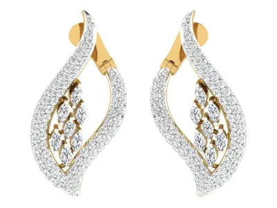 Light Weight Yellow Gold Diamond Earring  -EAR-018 3D print model