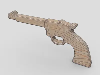 Wooden Toy Gun 3 Low-poly 3D model