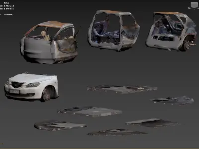 Burnt Down Car N2 Terminator 2 Judgment Day 3D print model