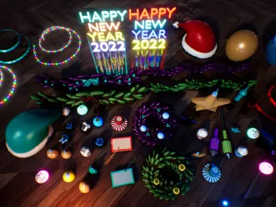 Christmas Decorations  25 Variations Low-poly 3D model