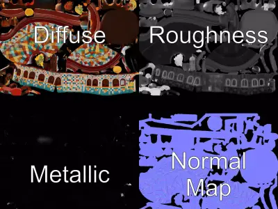 Colorful Bistro Pavilion model pack Low-poly 3D model