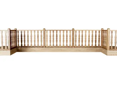 Wooden stair fencing D01  3D model
