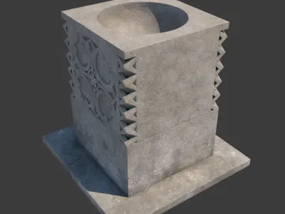 Church Furniture - Stone Baptismal Font 05 3D model