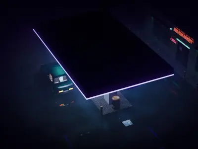 The car is in atmospheric refueling Low-poly 3D model