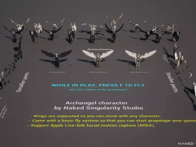 Archangel Valkyrie - Winged Warrior - Game-ready 3D Character Low-poly 3D model