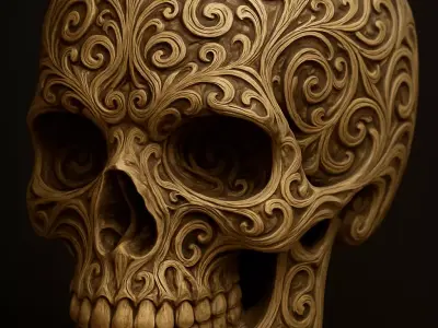 Ornamental Skull 3D Printable Model Halloween Day of the Dead 3D print model