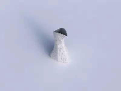 Vase puffy bent triangle with grid plates 3D print model
