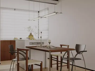 Modern living room dining room interior scenes 138 3D model