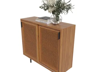 Homary Japandi Sideboard Storage Cabinet with Sliding Doors 3D model