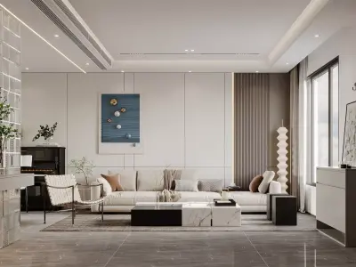 Modern living room dining room interior scenes 560 3D model