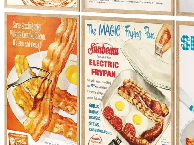 Retro Food Posters for Cafe or Restaurant 3D model