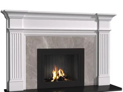 Modern fireplace in classic style with marble 3D model