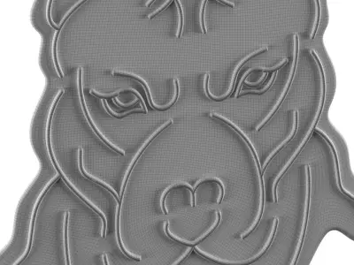 Pitbull Face Neon Sign 3D model