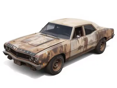 Wasteland Muscle Car 3D Model Low-poly 3D model