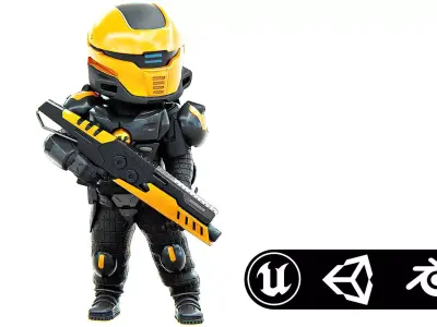 CYBER SOLDIER XC-50  Rigged for Unreal Engine - Unity - MIXAMO 3D model