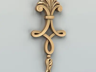 Carved decor vertical 015 3D model