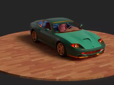 Chinese green  vintage car  intage classic car Low-poly 3D model