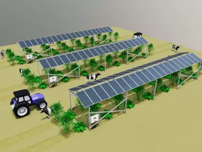 Lowpoly Agricultural Solar Energy Systems Type-2 Low-poly 3D model