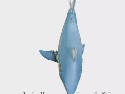 Cyberpunk Shark with Carbon Fiber Body and Electric Teeth Low-poly 3D model