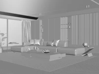 Modern living room 3D model 3D model