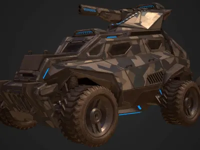 Sci-FI Armored Military Vehicle PBR Low-poly 3D model