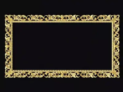 mirror gold ornate frame 3D model 2