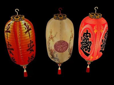 Chinese red  lantern   3D model buy