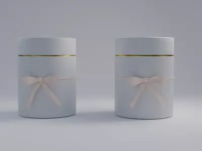 Gift Box Cylinder shape with Ribbon Low-poly 3D model