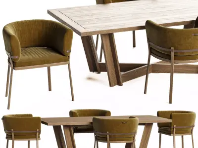 Crate and barrel Eaves Dining Table 3D model
