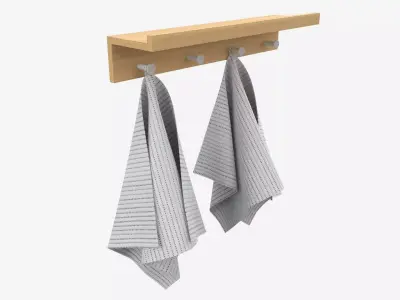 Wall Shelf Rack with Towels 3D model
