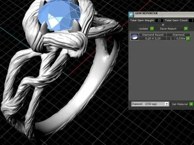 Branch vood ring gem 3D print model