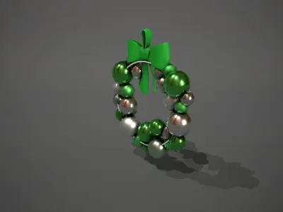 Green and Silver Christmas Bauble Wreath Low-poly 3D model