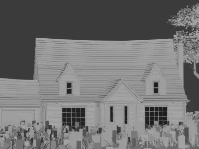 American Style Cottage Exterior 10 Low-poly 3D model