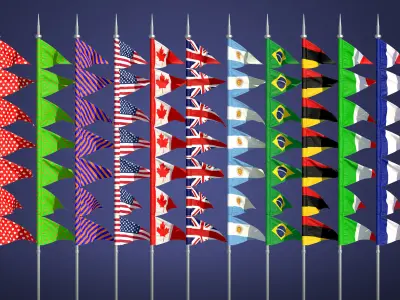 TRIANGLE FLAG ANIMATED 3D model