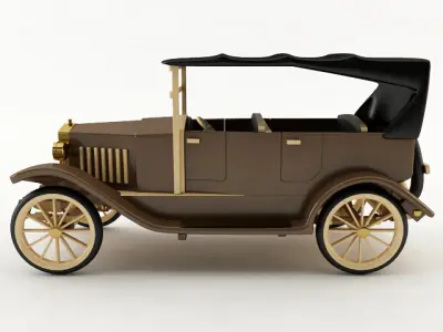 Vintage Wood Car 3D model
