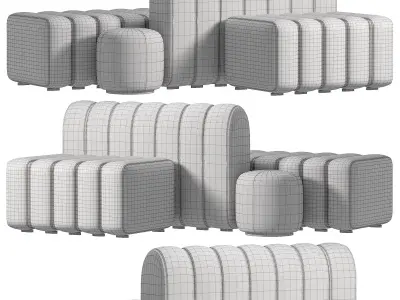 Pouf Sets Bob Hide by Bla Station 3D model