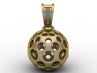 GeoSphere Orb Pendan  Hollow Multi Hole Luxury Jewelry STL 3D print model
